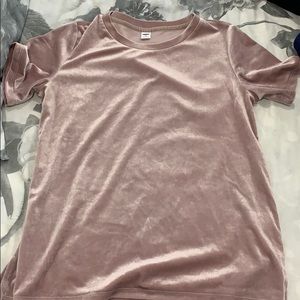 Loose fitting  velvet shine baby pink top